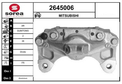 EAI 2645006 Тормозной суппорт  для MITSUBISHI GTO (Митсубиши Гто)