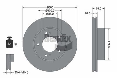 Тормозной диск BENDIX Braking BDS2048 для SSANGYONG STAVIC