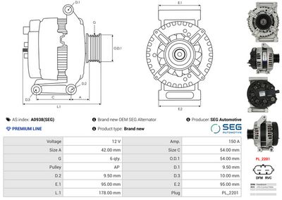 GENERATOR / ALTERNATOR AS-PL A0938SEG 4