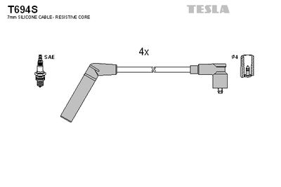 Комплект проводов зажигания TESLA T694S для DACIA NOVA