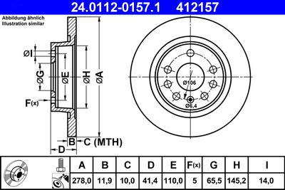 Тормозной диск ATE 24.0112-0157.1 для OPEL SIGNUM