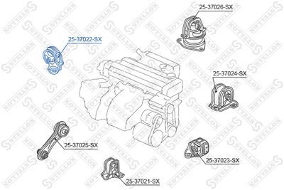 окачване, двигател STELLOX 25-37022-SX