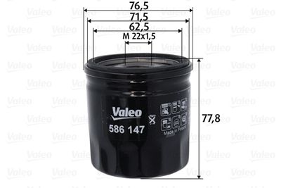 VALEO 586147 Масляный фильтр  для PEUGEOT BOXER (Пежо Боxер)