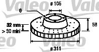 Тормозной диск VALEO 186638 для TOYOTA LAND CRUISER