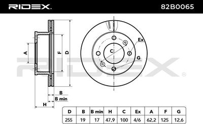 спирачен диск RIDEX 82B0065