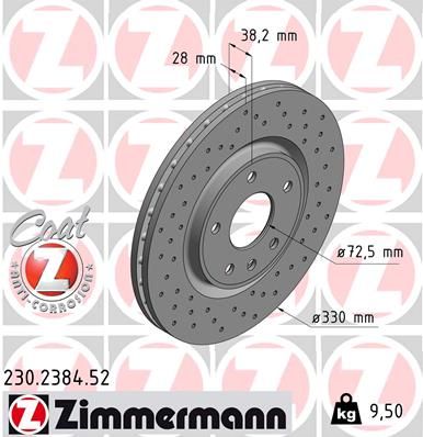Тормозной диск ZIMMERMANN 230.2384.52 для DODGE GRAND CARAVAN