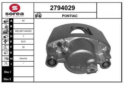 Тормозной суппорт EAI 2794029 для PONTIAC TRANS