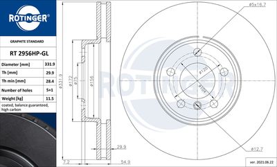 спирачен диск ROTINGER RT 2956HP-GL