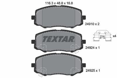 Комплект тормозных колодок, дисковый тормоз TEXTAR 2491001 для HYUNDAI i20