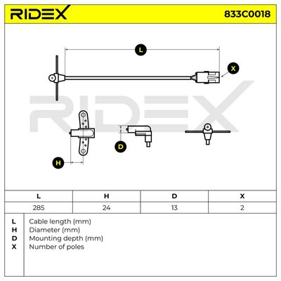 импулсен датчик, колянов вал RIDEX 833C0018