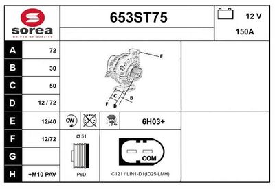 STARTCAR 653ST75 Генератор для FORD KUGA II VAN 1.5 EcoBoost 4x4 STARTCAR 653ST75 Генератор для FORD KUGA II VAN 1.5 EcoBoost 4x4
