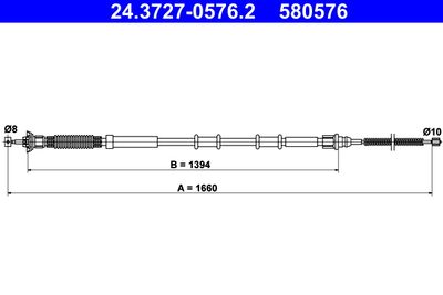 Тросик, cтояночный тормоз ATE 24.3727-0576.2 для FIAT GRANDE