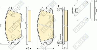 Комплект тормозных колодок, дисковый тормоз GIRLING 6134099 для KIA MAGENTIS