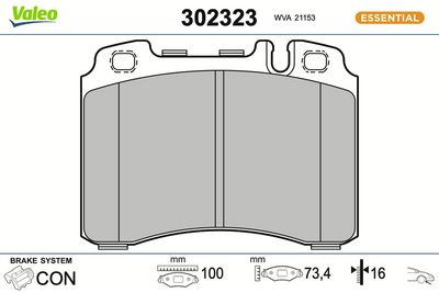 BREMSBELAGSATZ SCHEIBENBREMSE VALEO 302323