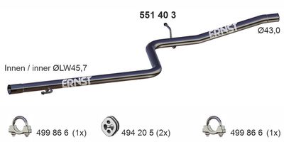 Ремонтная трубка, катализатор ERNST 551403 для FIAT DOBLO