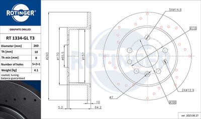спирачен диск ROTINGER RT 1334-GL T3