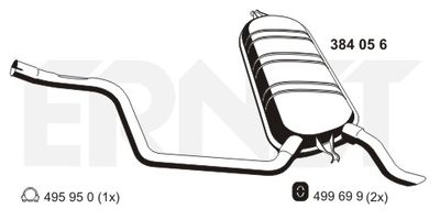 Глушитель выхлопных газов конечный ERNST 384056 для MERCEDES-BENZ 124