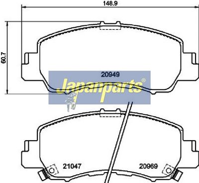 JAPANPARTS - Sada brzdových platničiek kotúčovej brzdy (brzdové platničky) MITSUBISHI , PA-533AF