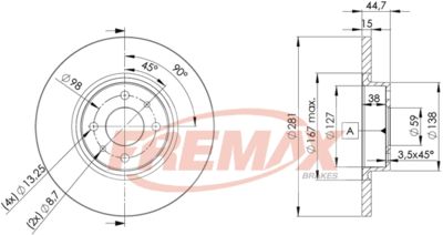 FREMAX BD-0355 Тормозные диски  для LANCIA LYBRA SW (839_) 1.6 16V (839BXA1A)