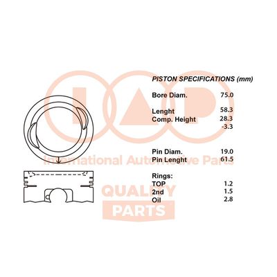 IAP QUALITY PARTS 100-16050 Поршень  для SUZUKI VITARA (ET, TA, TD) 1.6 Привод на все колеса (TA, TA01, SE416)