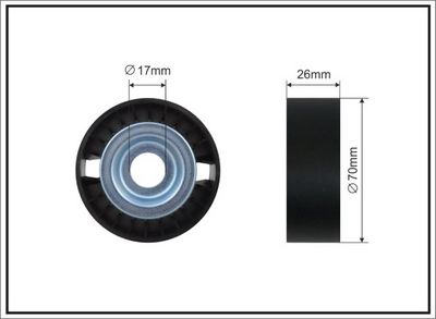 Įtempiklio skriemulys, V formos rumbuotas diržas