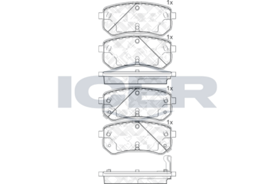 комплект спирачно феродо, дискови спирачки ICER