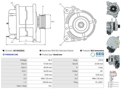 GENERATOR / ALTERNATOR AS-PL A01202SEG 4