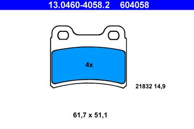 Комплект тормозных колодок, дисковый тормоз ATE 13.0460-4058.2 для FORD ORION