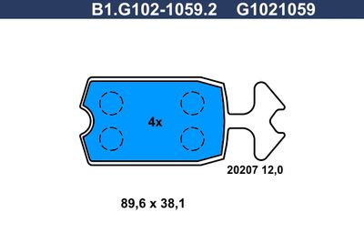 Комплект тормозных колодок, дисковый тормоз GALFER B1.G102-1059.2 для CITROËN DYANE