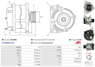GENERATOR / ALTERNATOR AS-PL A0149PR 4