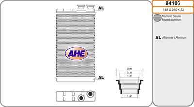Теплообменник, отопление салона AHE 94106 для AUDI A5