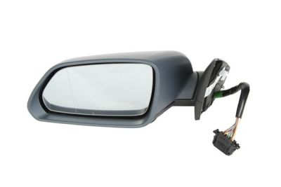 Zijspiegel Links (elektrisch, asferisch, met verwarming, under-coated, met indicator) past: SKODA OCTAVIA II 02.04-10.08
