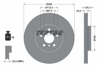 Тормозной диск TEXTAR 92274405 для BMW X2