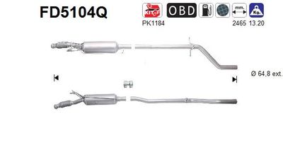 Filtr sadzy / filtr cząstek stałych, układ wydechowy AS FD5104Q