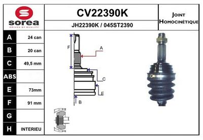 GELENKSATZ ANTRIEBSWELLE EAI CV22390K