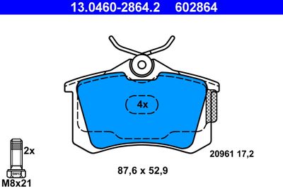 Комплект тормозных колодок, дисковый тормоз ATE 13.0460-2864.2 для VW LUPO