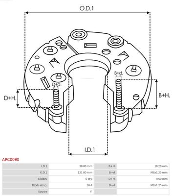 Rectifier, alternator ARC0090