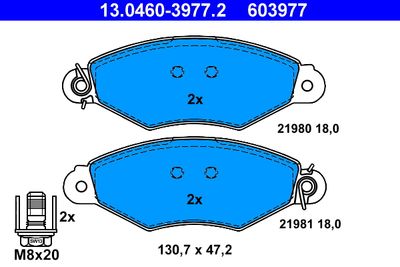 Комплект тормозных колодок, дисковый тормоз ATE 13.0460-3977.2 для NISSAN KUBISTAR
