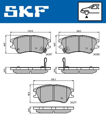 SKF VKBP 80621 A Тормозные колодки и сигнализаторы  для HYUNDAI ATOS (Хендай Атос)