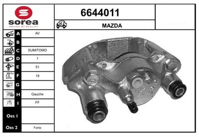 STARTCAR 6644011 Тормозной суппорт  для MAZDA 323 III Hatchback (BF) 1.3