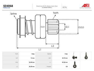 Friløpsgir, starter AUTOSTARTER SD4068 for NISSAN