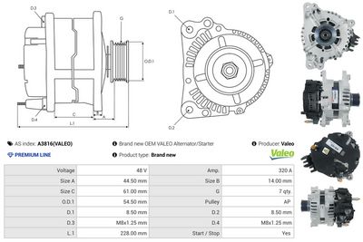 GENERATOR / ALTERNATOR AS-PL A3816VALEO 4