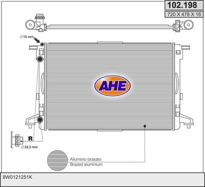 AHE 102.198 Радиатор охлаждения двигателя  для AUDI A5 (Ауди А5)