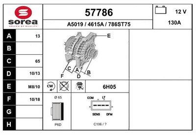 Генератор EAI 57786 для FIAT FULLBACK