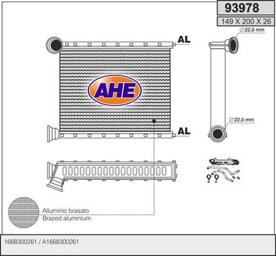 Теплообменник, отопление салона AHE 93978 для MERCEDES-BENZ GL-CLASS