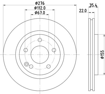 HELLA 8DD 355 127-491 Тормозные диски  для MERCEDES-BENZ A-CLASS (Мерседес А-класс)