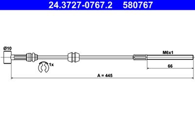 Тросик, cтояночный тормоз ATE 24.3727-0767.2 для OPEL COMBO
