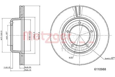 Tarcza hamulcowa METZGER AUTOTEILE 6110988