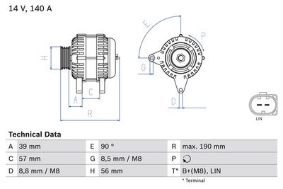 BOSCH 0 986 082 840 Генератор для SKODA FABIA II Combi (545) 1.2 TDI