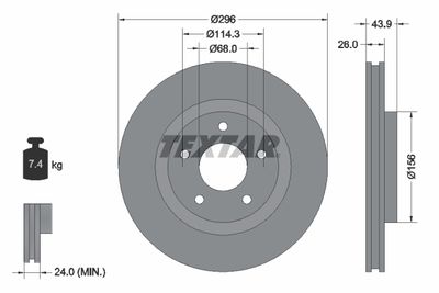 Тормозной диск TEXTAR 92167403 для NISSAN X-TRAIL